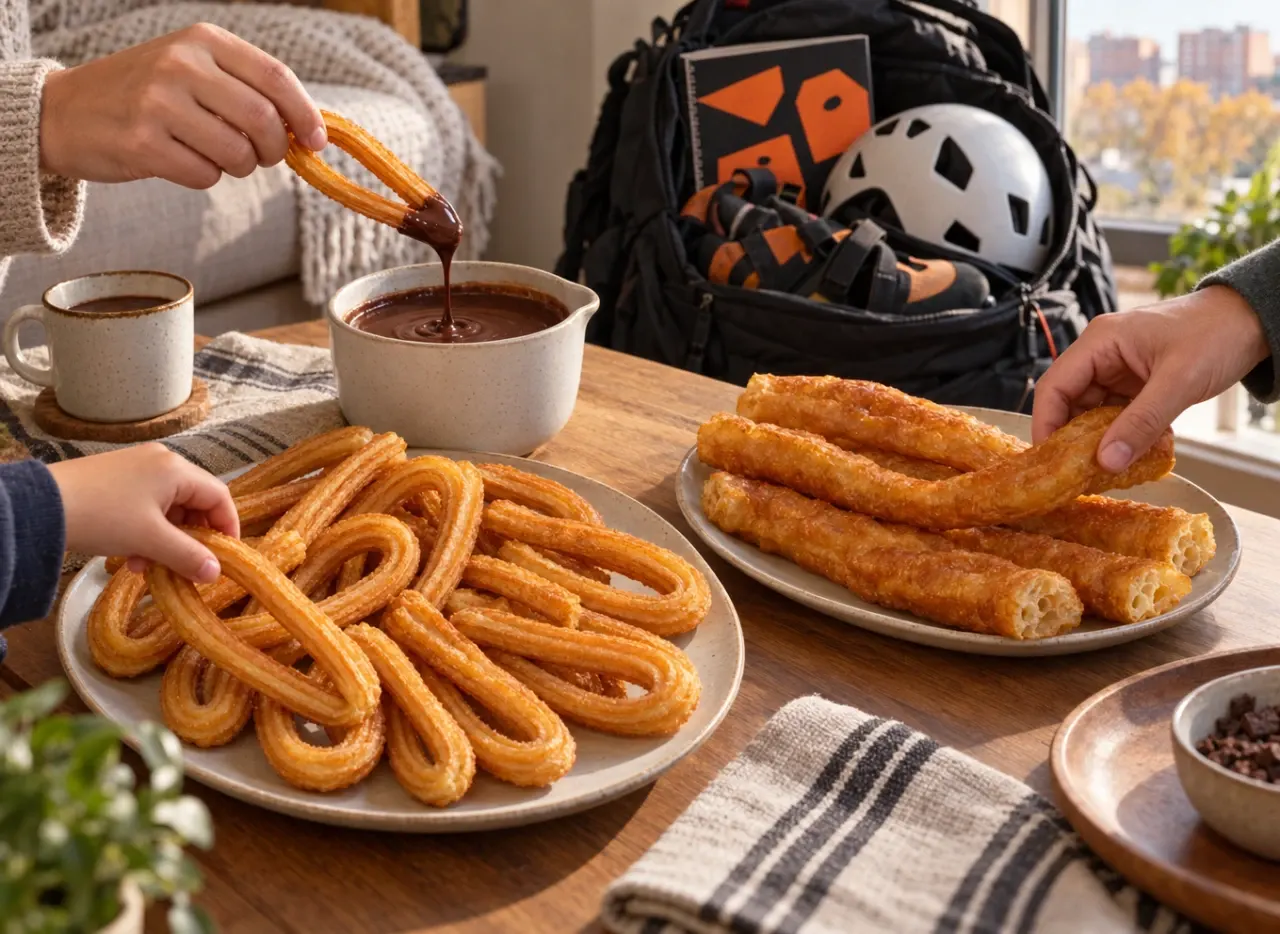 Pack familiar de 10 churros, 5 porras y medio litro de chocolate para desayunar o merendar