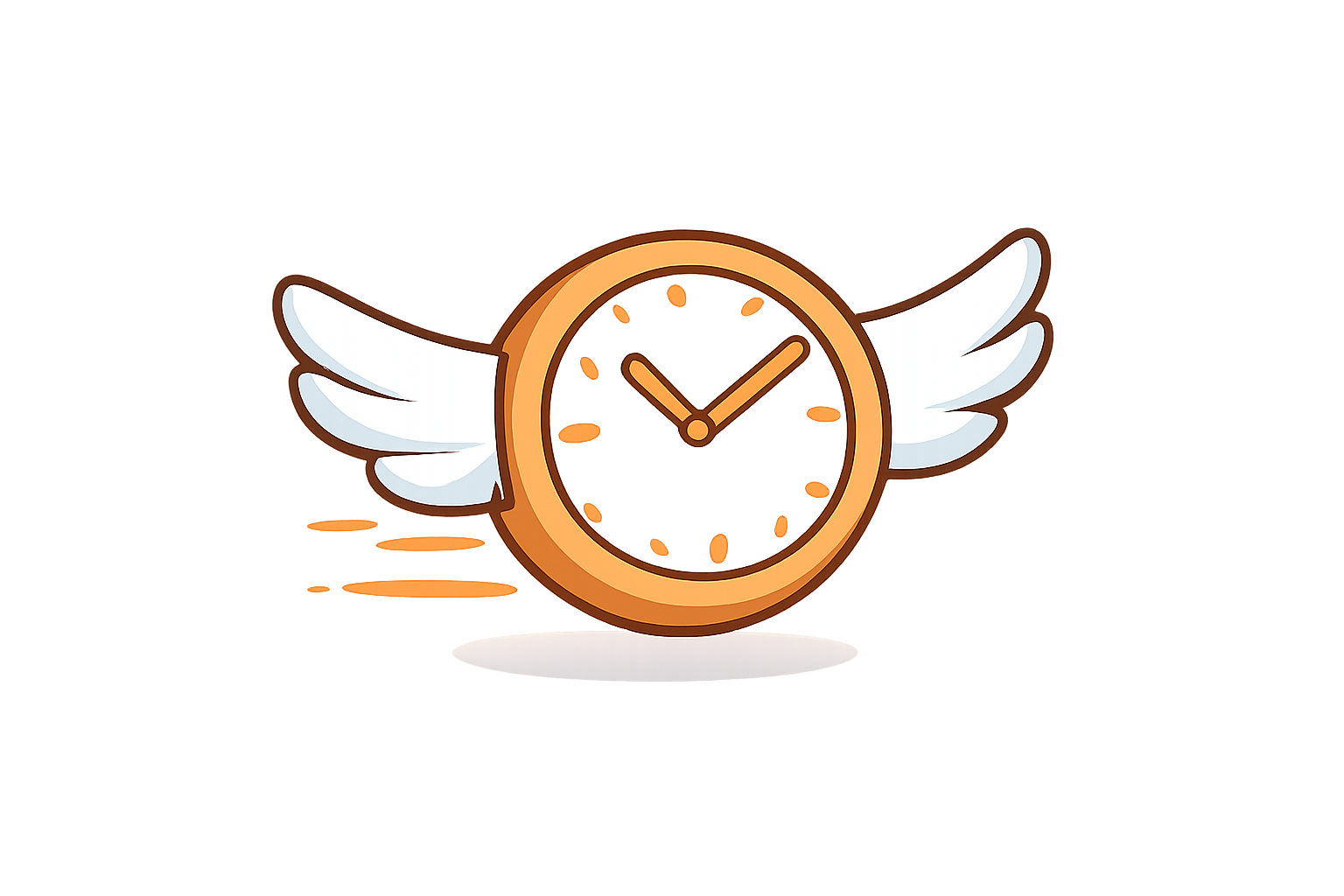 Icono de un reloj con alas, representando la rapidez en la entrega de churros y porras.