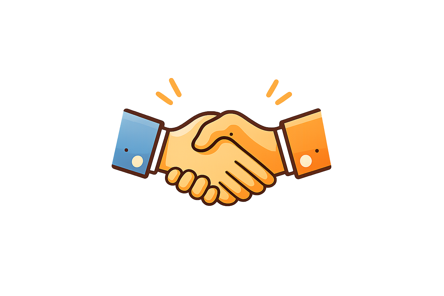 Icono de dos manos estrechándose, simbolizando colaboración y conexión entre la tienda y el cliente.