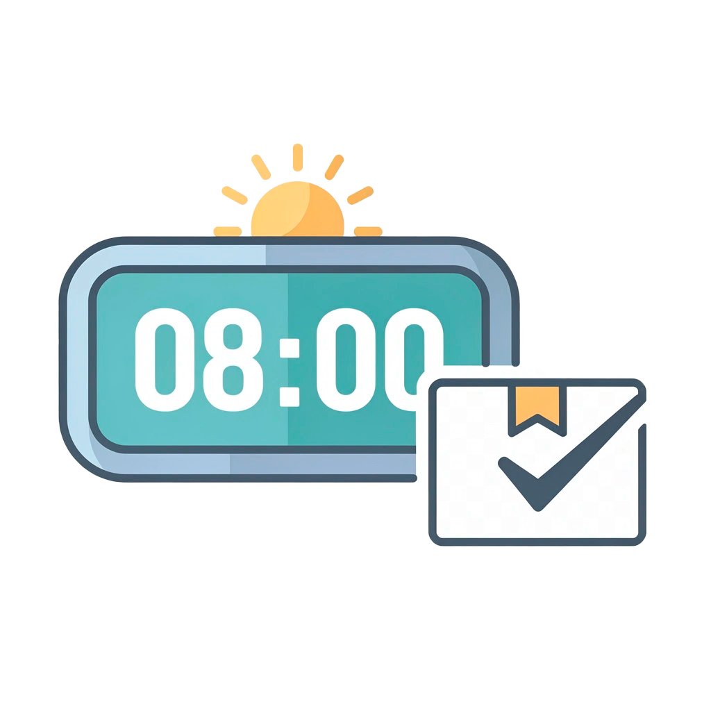 Icono de reloj simbolizando entrega puntual por la mañana, diseño claro y sencillo